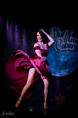 Tansyperforming at the Blue Moon Cabaret - The Decadent Burlesque Soiree by Boudoir Noir Production, Finest Vintage Entertainment!